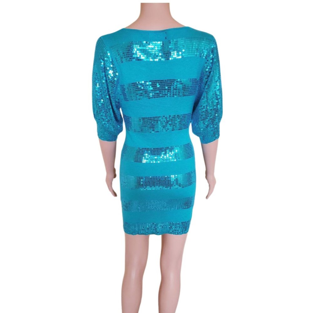 Express Aqua Sequin Striped Mini Top/Dress – Size S - Picture 4 of 12